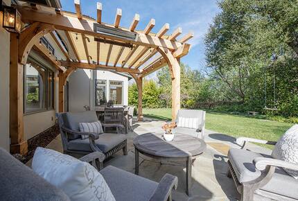 Backyard patio with infra tech heaters