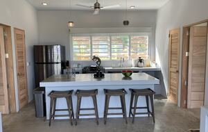 Kitchen and island