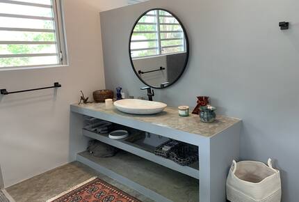 Private bathroom #1 with shower and toilet and closet