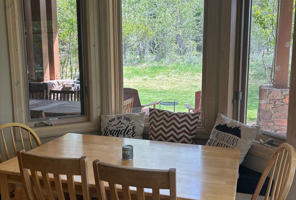 Dining nook with mountain views