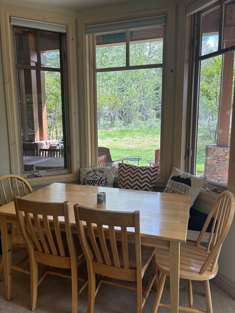 Dining nook with mountain views