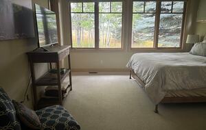 Primary bedroom with king bed