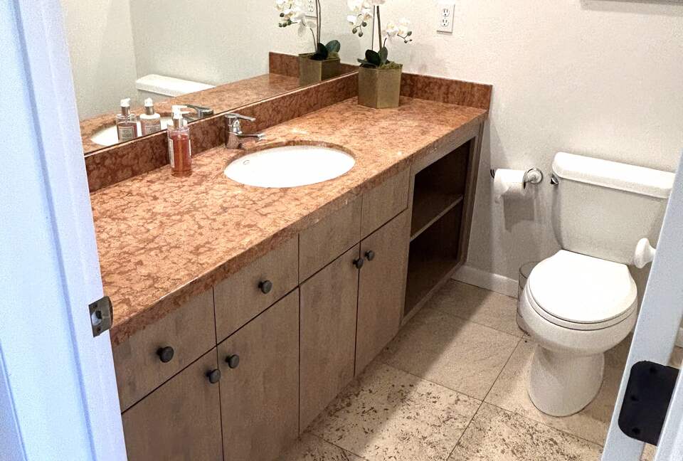 Main bathroom off the kitchen