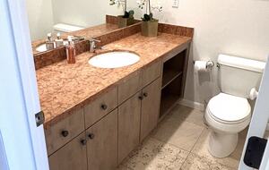 Main bathroom off the kitchen