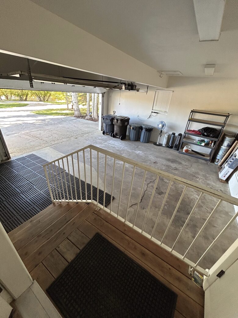 Garage. Fits an SUV or truck without a roof top rack