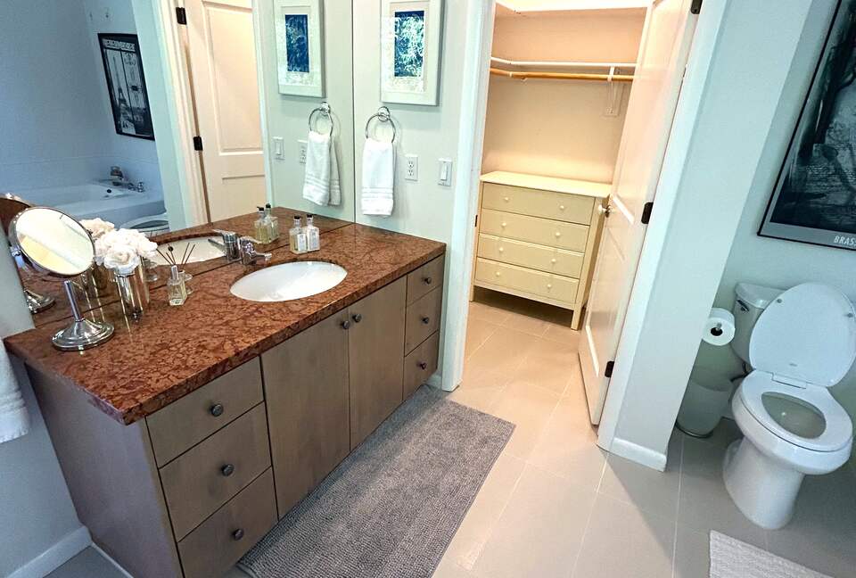 Master walk in closet and bathroom