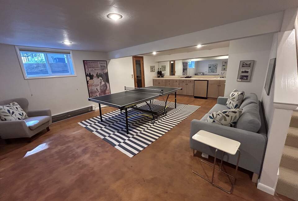 Basement ping pong table and sauna