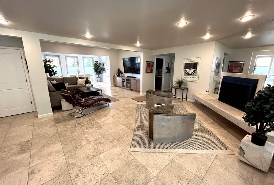 Fire place and chairs in living room