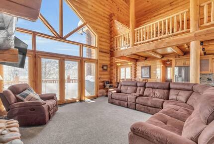 Living Room with view of upstairs loft