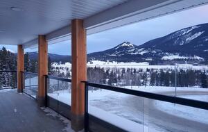 Main floor front balcony in winter.