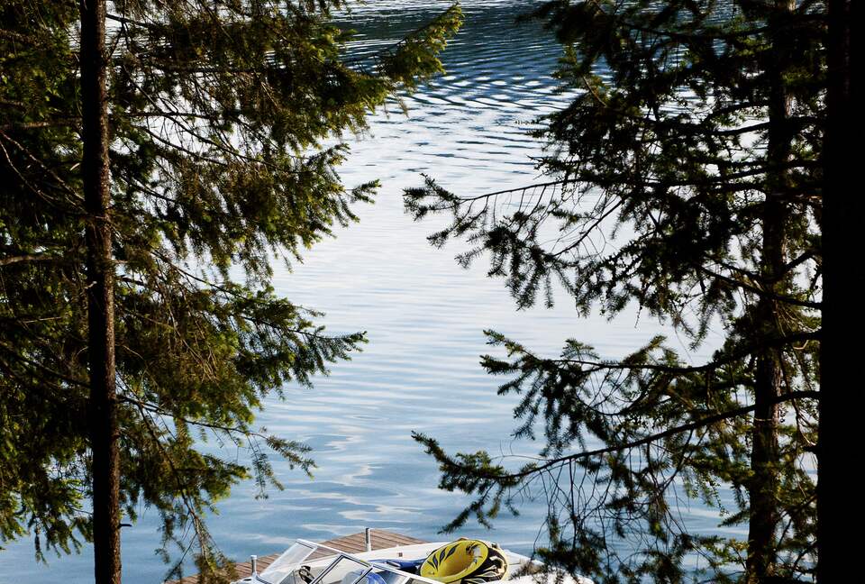 view from porch out to lake