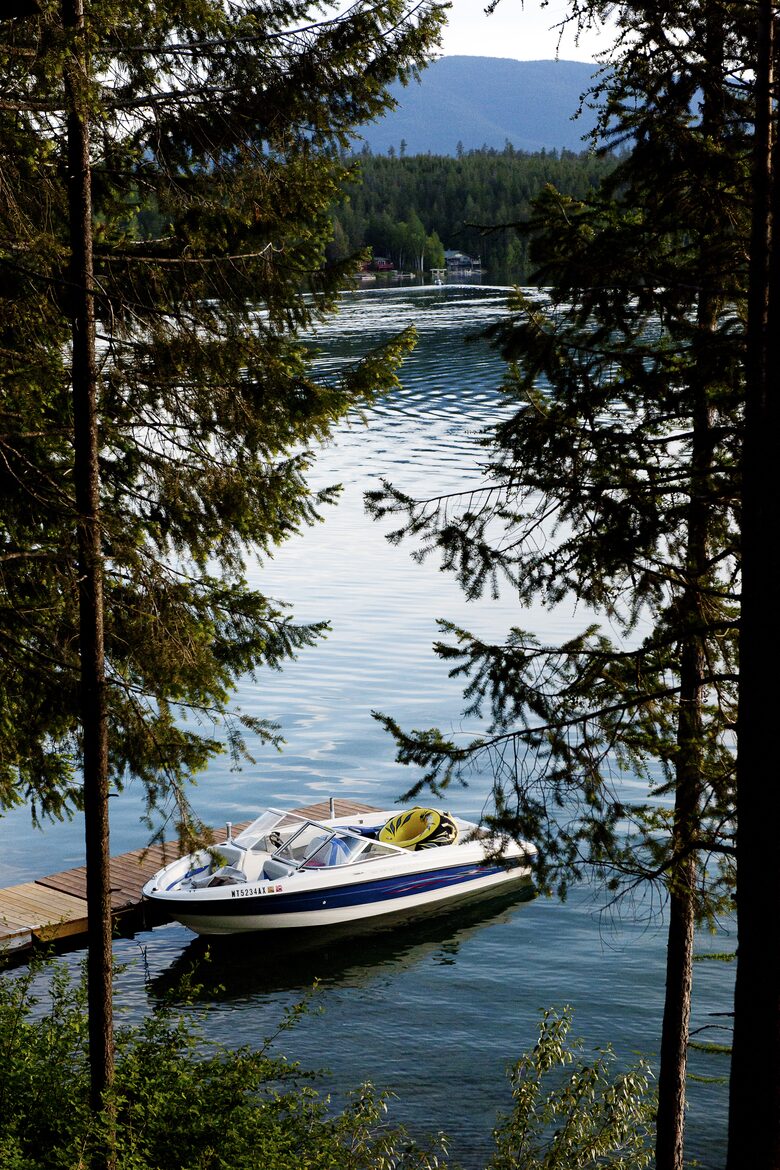 view from porch out to lake