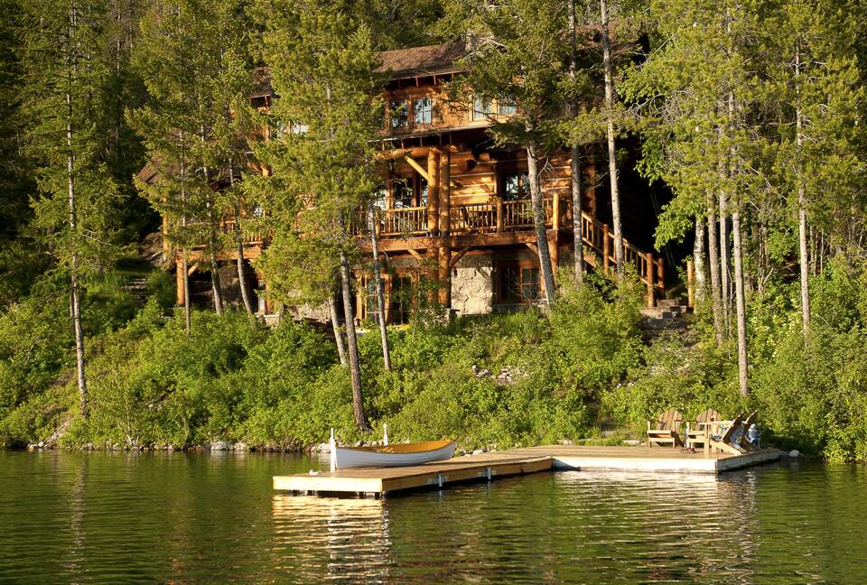 House overlooking lake and dock