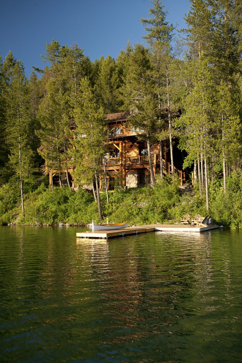 House overlooking lake and dock