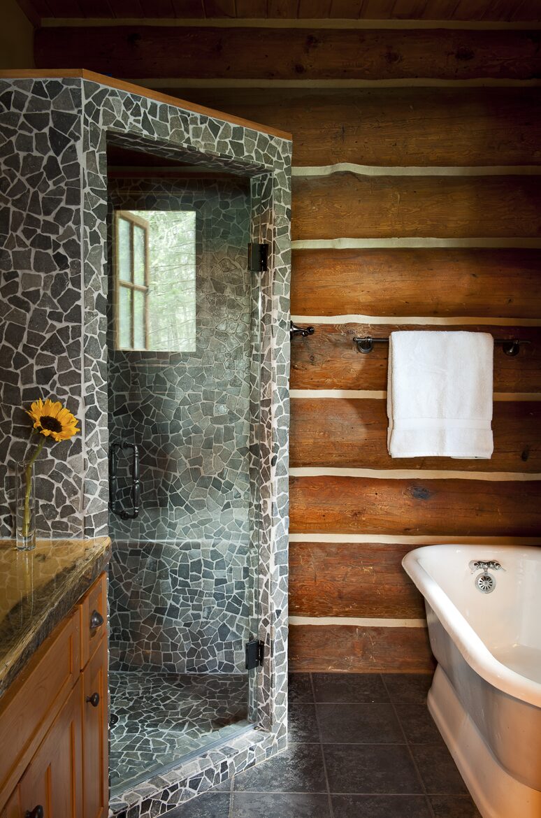 Master bath with shower and antique slipper tub