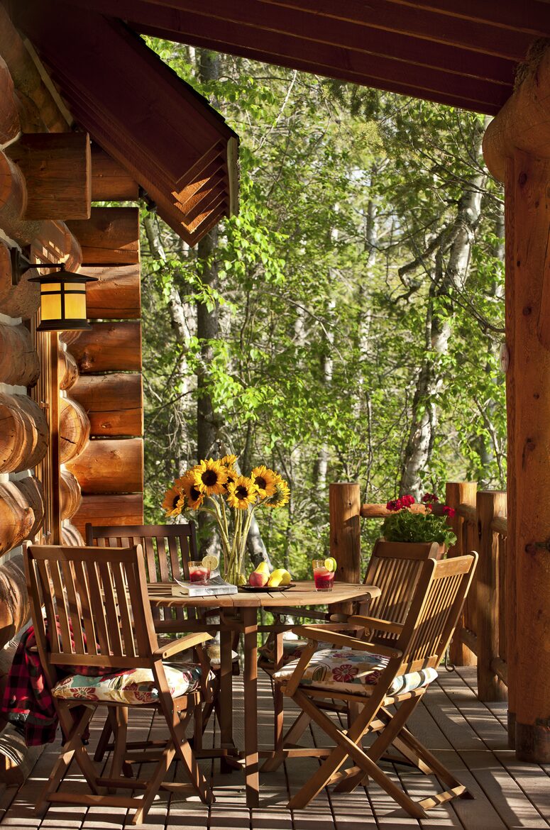 Front porch overlooking trees