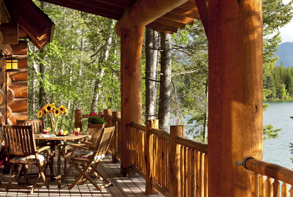 Front porch overlooking lake