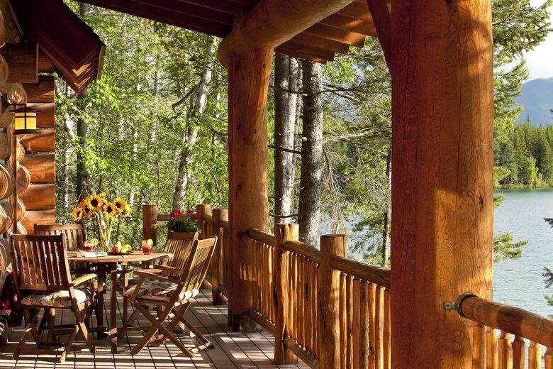 Front porch overlooking lake