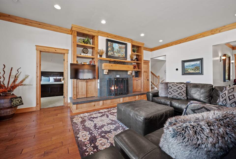 Living room and fireplace