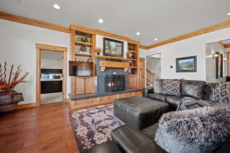 Living room and fireplace