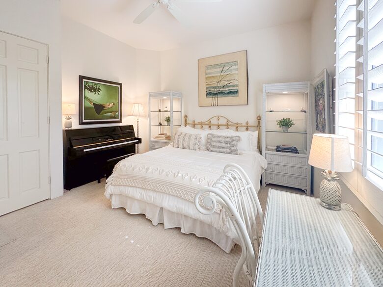 Guest Suite with Yamaha Upright Piano and Art Accents