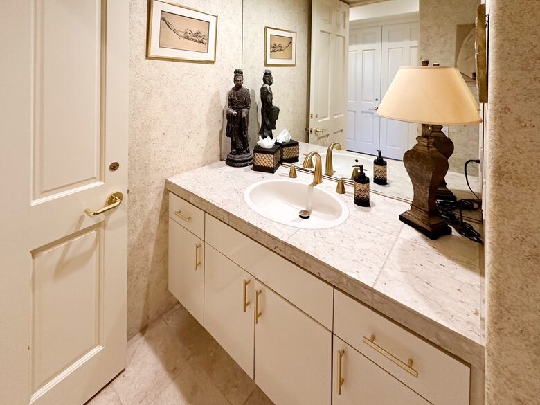 Guest Powder Room with Marble Vanity