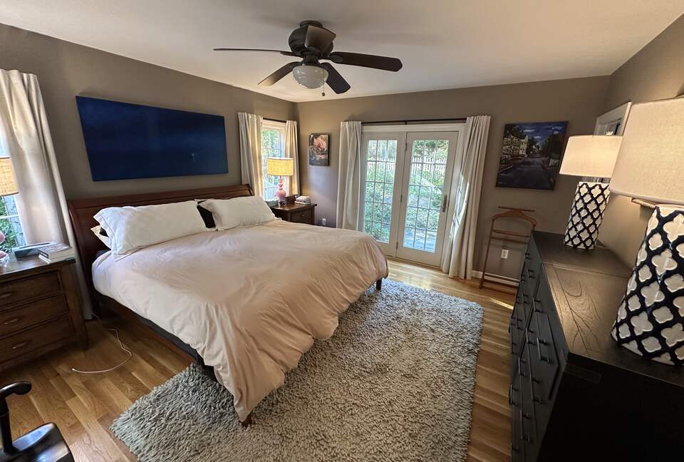 Primary Bedroom with French Doors to Garden & Outdoor Shower