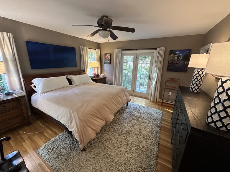 Primary Bedroom with French Doors to Garden & Outdoor Shower