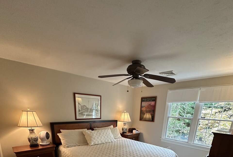 King Guest Bedroom with View of Back Garden