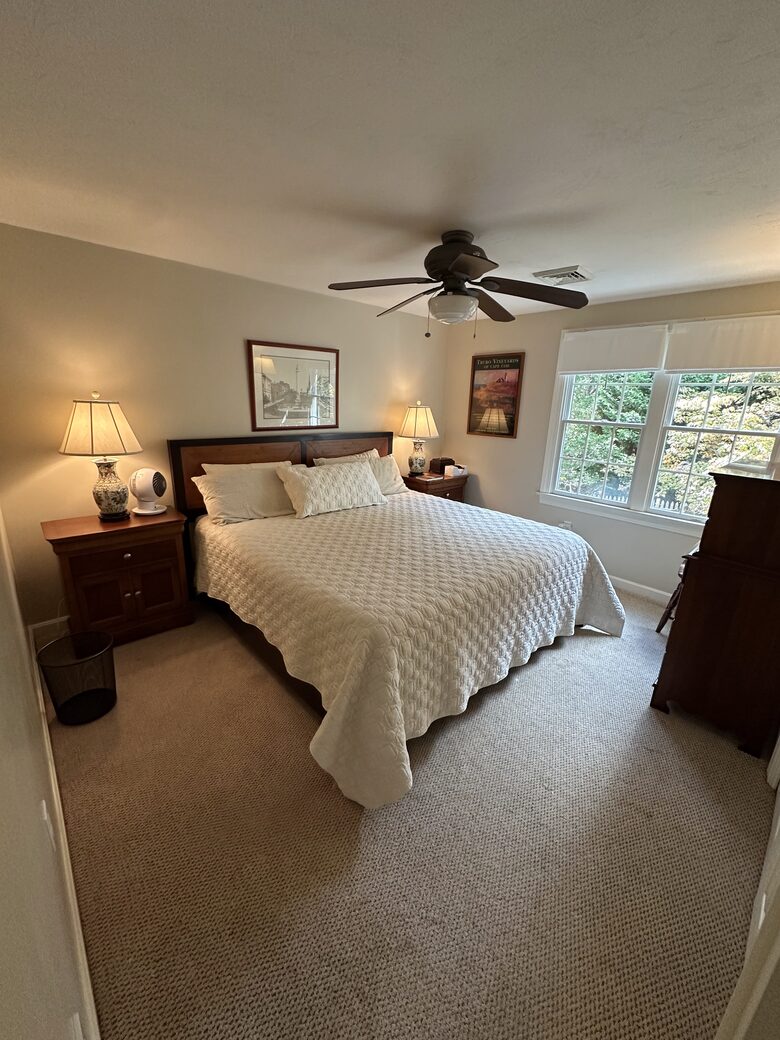 King Guest Bedroom with View of Back Garden