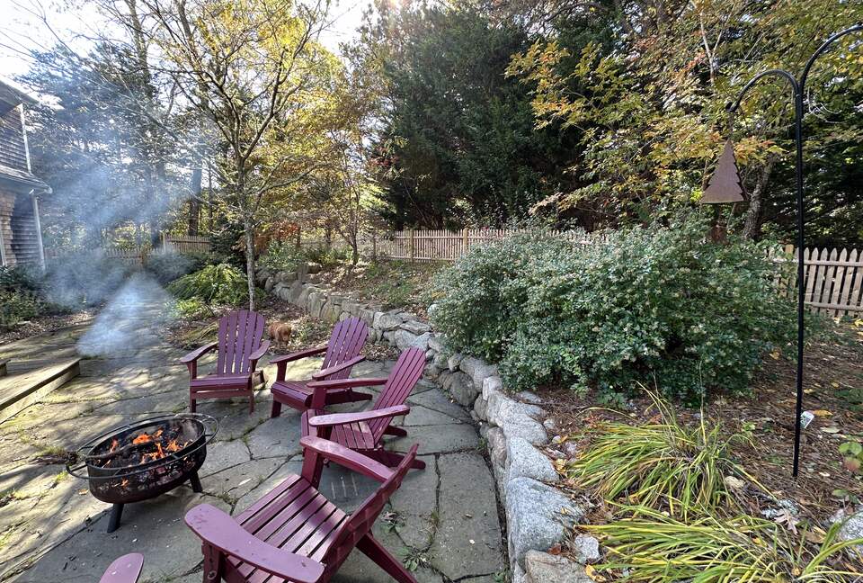 Back Garden with Firepit and Chairs