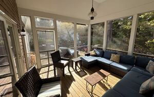 Screened in Back Porch Looking into Garden