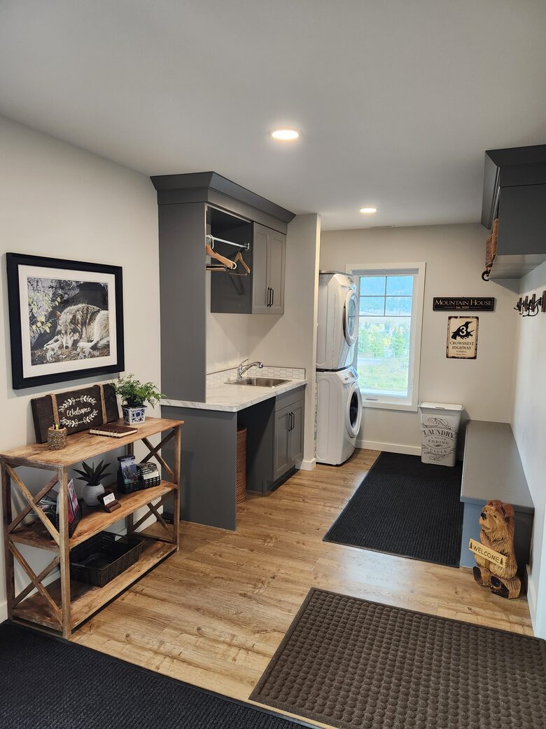 Main entrance and laundry.