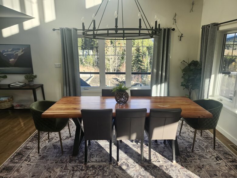 Dining table from living room. Main floor.