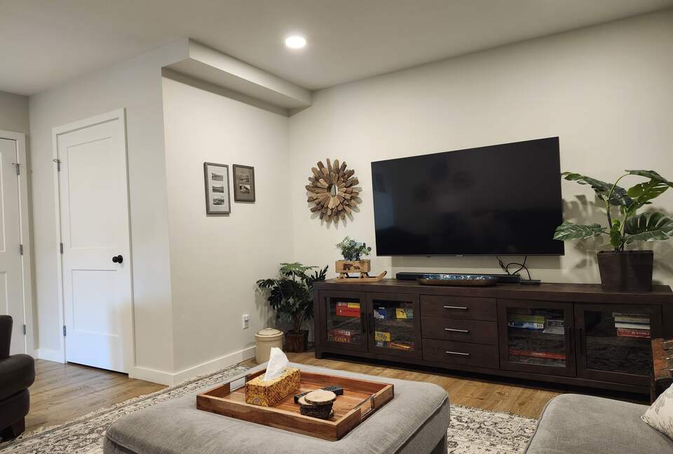 Basement TV room.