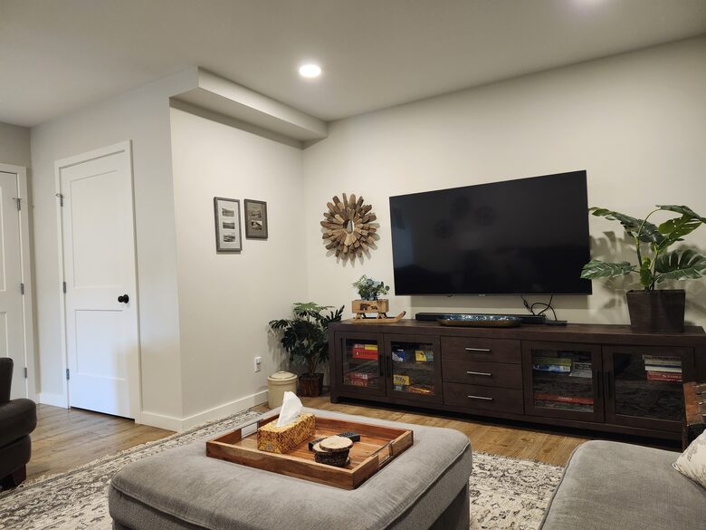 Basement TV room.