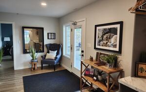Main entrance of the house on the basement walkout floor.