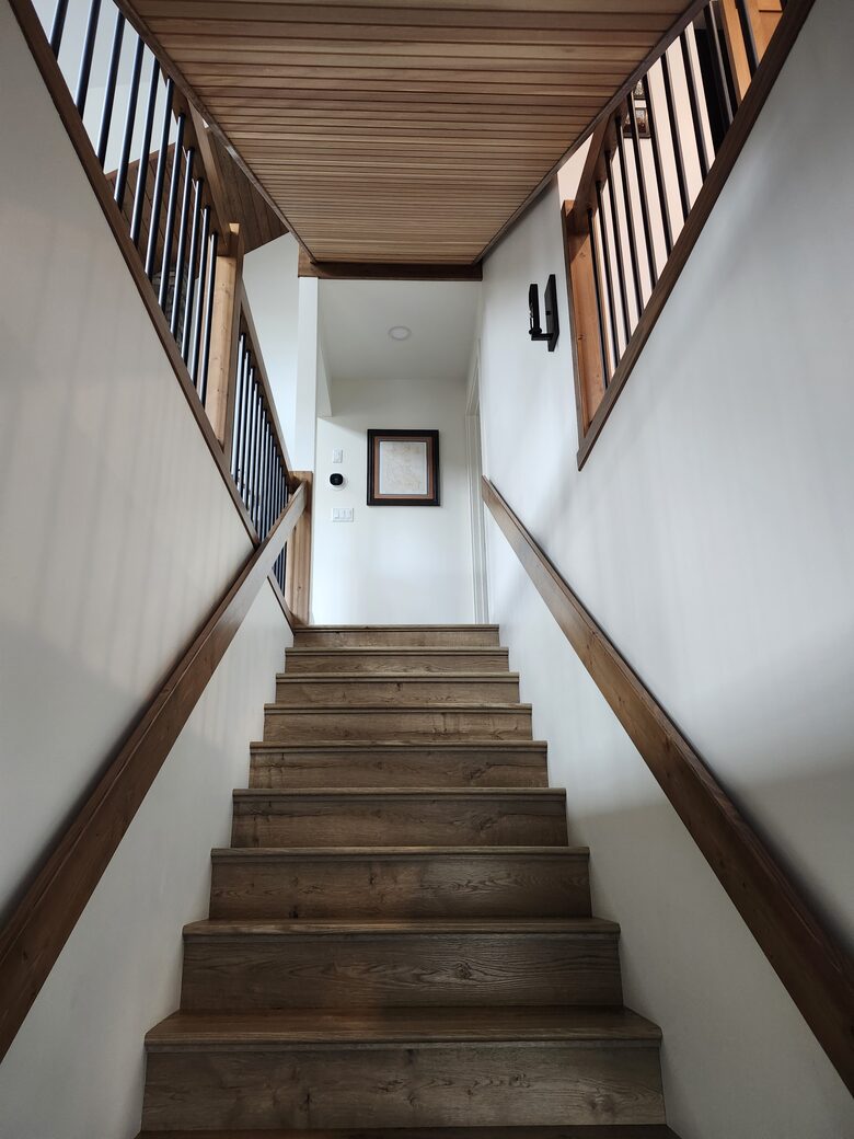 Stairs from the main entrance to the main floor.