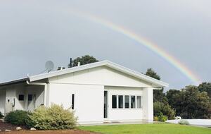 Front of the house with ample parking for two cars
