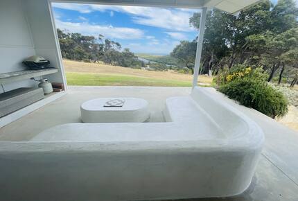 Outdoor seating and BBQ area