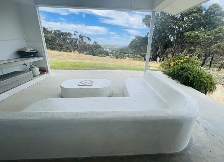 Outdoor seating and BBQ area