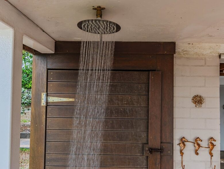 Outdoor shower (heated) after a day at the beach