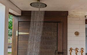 Outdoor shower (heated) after a day at the beach