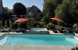 Seasonal Salt Water Pool with a Salt Water Hot Tub Overflow