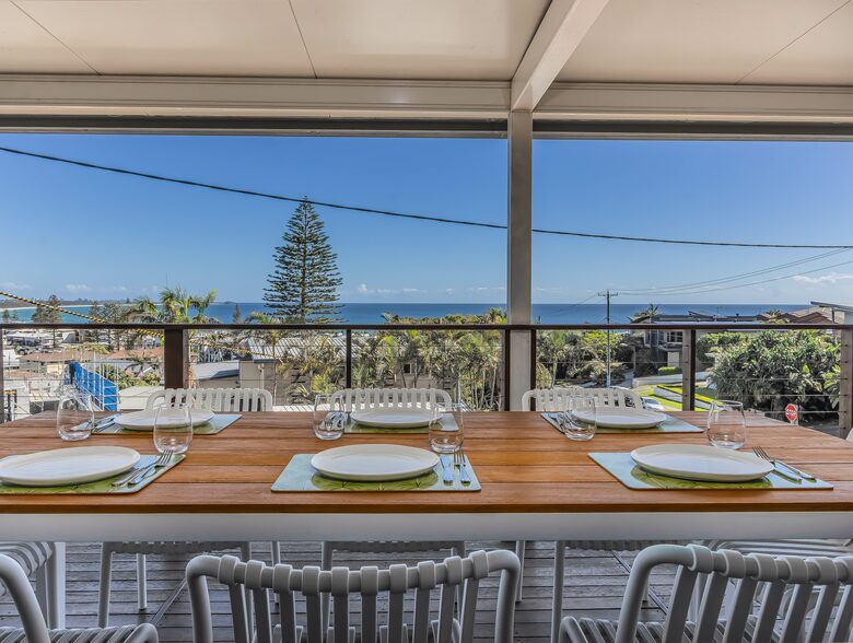 Outdoor dining on large front balcony