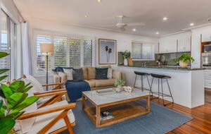 Simple and clean living area with natural light