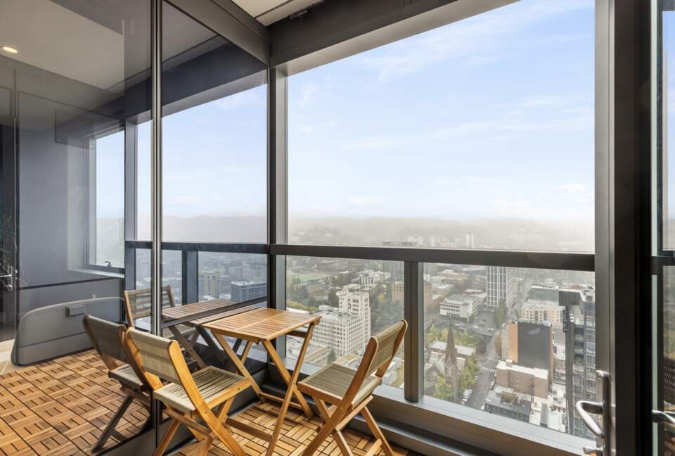 Covered patio allows smokers in this non smoking building.