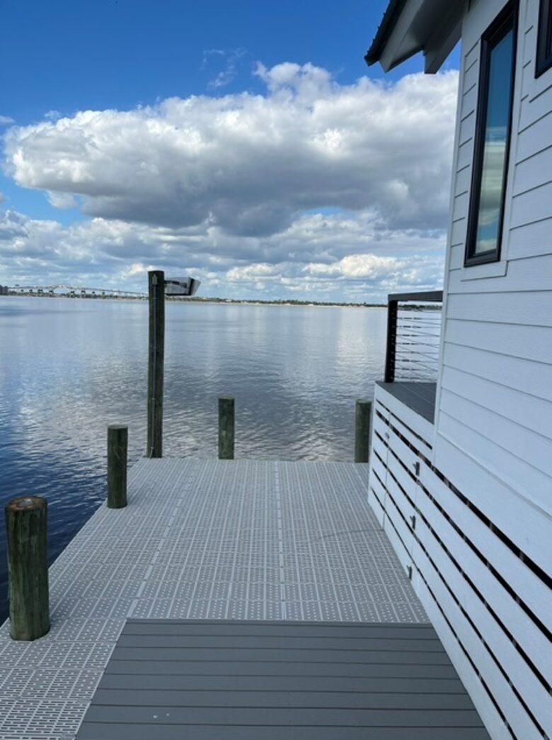 Fishing dock with night light