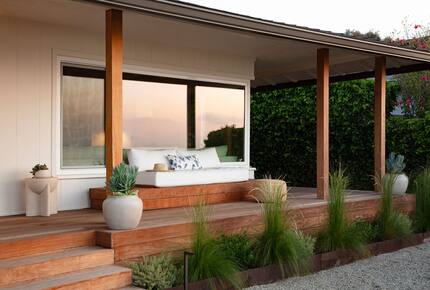 covered ipe porch with built in sofa