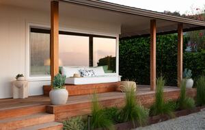 covered ipe porch with built in sofa